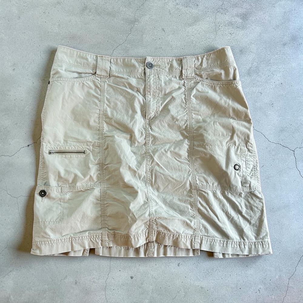 Eddie Bauer Womens Sz 14‎ Beige Cotton Blend Skirt Cargo Outdoor Active